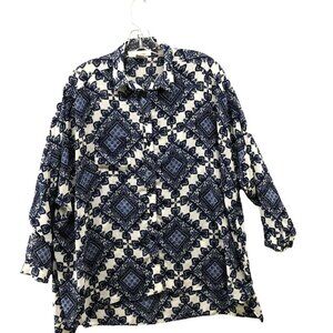 Sans Souci Oversized Chiffon Overshirt‎ Womens XS Button Down High Low Paisley
